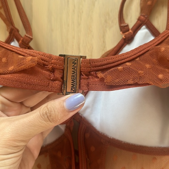 🌈 ZIMMERMANN CORSAIR CORSET RUFFLE One-Piece Swimsuit vintage rose size small - Picture 14 of 14